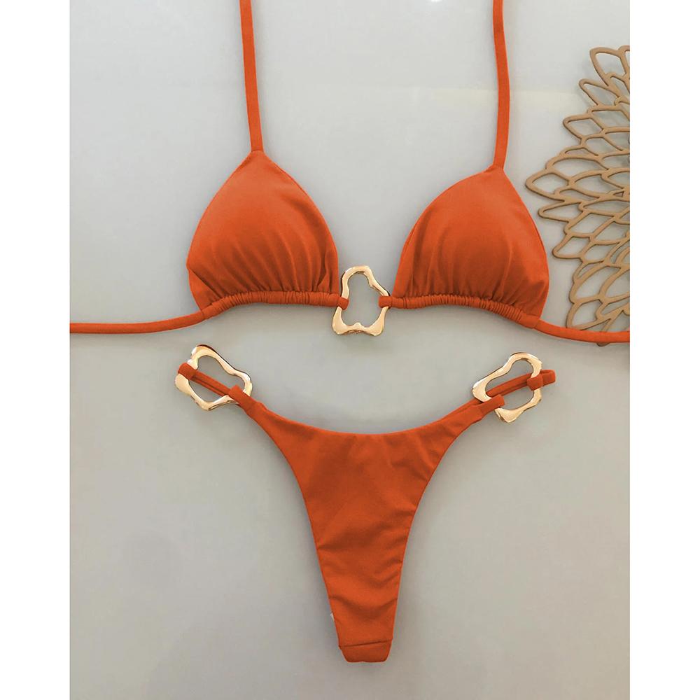 Sexig Halter Micro Bikini 2026 Dam Badkläder Enfärgad Badkläder Trosa Bikinis Set Brasiliansk Strandkläder Badkläder Biquini Kvinna