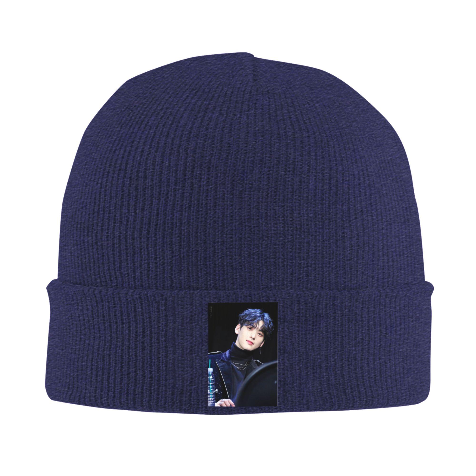 

Men Women Cha EunWoo Beanie Hats Hip Hop Knitting Hat Autumn Kpop Caps Graphic Thermal Elastic Bonnet Hats One Size
