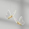Butterfly Chandelier for Girls Bedroom Purple Pink Acrylic Shade 12W Dimmable LED Pendant Light Fixture Gold Hanging Ceiling Lamp for Staircase