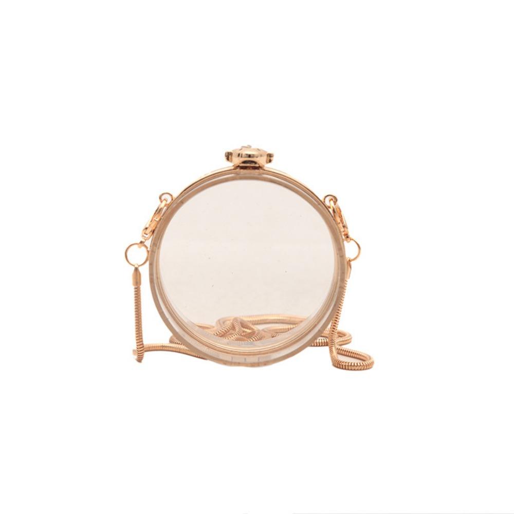 with Chain Strap Transparent Shoulder Bag Gold Lock Buckle Small Clutch Purse  Evening