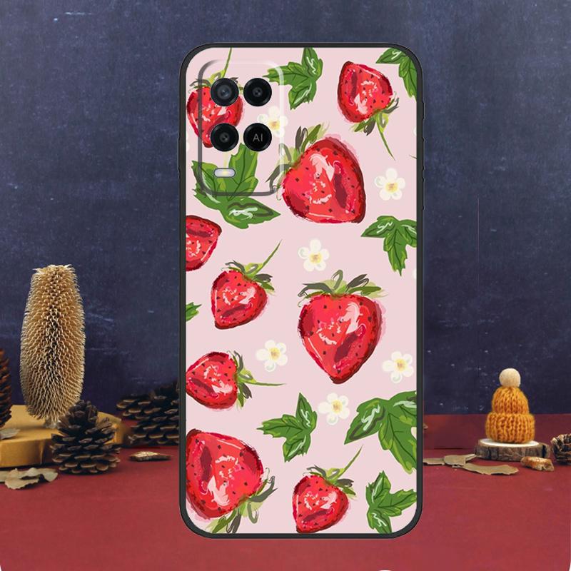 Cute Strawberry Case For Oppo A80 A60 A40 A78 A98 A58 A38 A18 A54 A74 A94 A96 A76 A16 A15 A17 A57 A5 A6 Pro