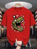 Roaring T Rex Unisexs Crew Neck T Shirt Angry Dinosaur Head Comic Lightning Burst Graphic Short Sleeve Casual Street Tops