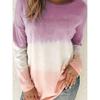 Gradient Long Sleeved Round Neck T-shirt Gradient Color Long Sleeves Round Neck T-shirt for Women