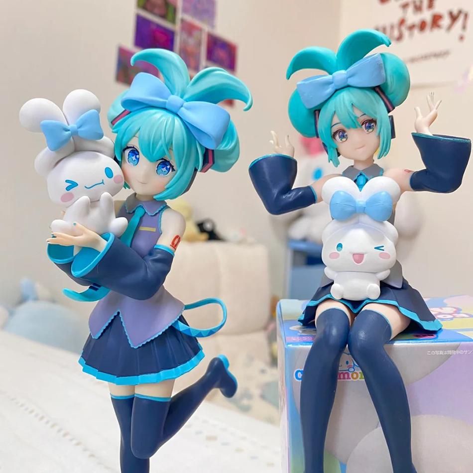 20CM Anime Hatsune Miku X Cinnamoroll Figur Anime Tilbehør Samleobjekter Modeller Dekorative Pynt Barn Kawaii Gave Leketøy