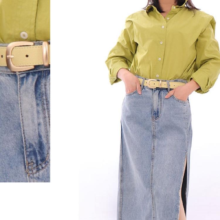 Elegant Skinny Waist Belt Womens Faux Leather Strap Adjustable Gold Buckles Dress Up Essential