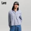 Women's Striped Loose Fit Long-Sleeve Denim Collar Shirt