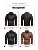 Herren Europäische & Amerikanische Slim Fit PU-Leder Motorradjacke mit Stehkragen und Plüschfutter
