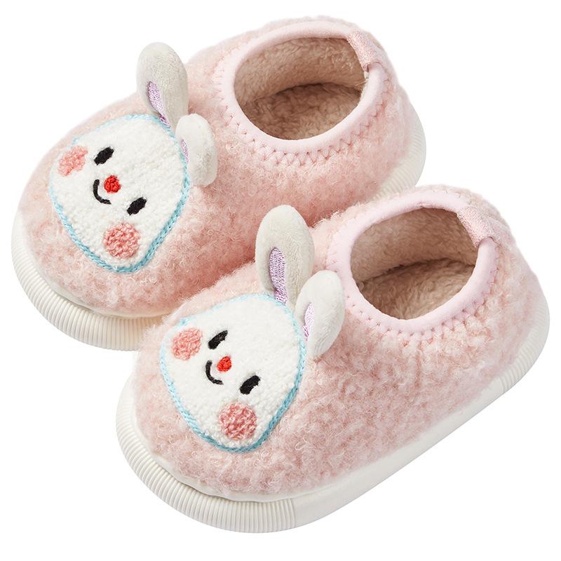 Barnas varme bomullssko med hæl Vinterhjemmesko