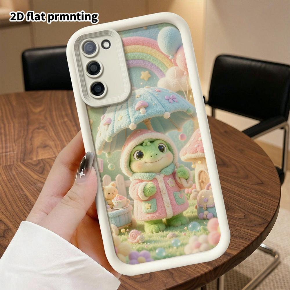 Phone Case: 2D Flat, Suitable for Samsung Galaxy A34 A35 M05 M06 S20 S22 S21 FE Plus 5G, Featuring an Umbrella-holding Little Frog, Perfect Christmas 