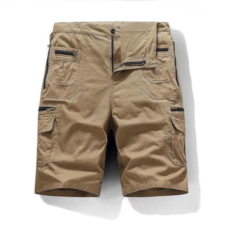 Men's Plus Size Casual Summer Cotton Cargo Shorts with Multi-Pocket Design