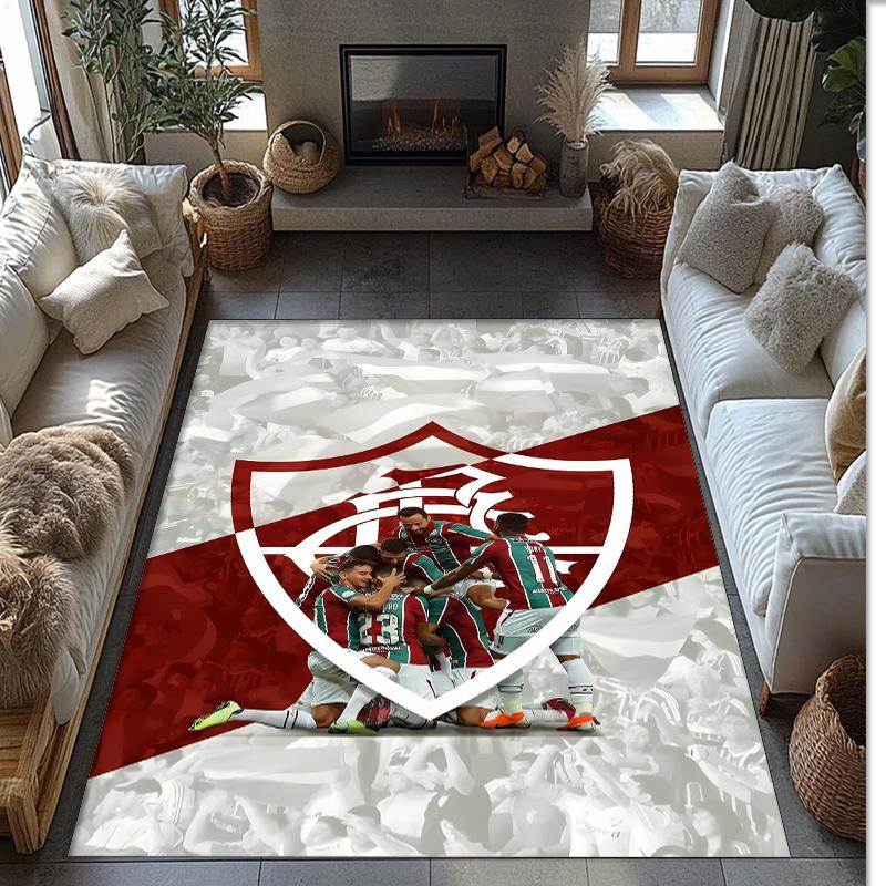 Fluminense FC Printed Crystal Velvet Area Rug, Soft Anti-Slip Water Absorbent Floor Mat for Living Room Bedroom