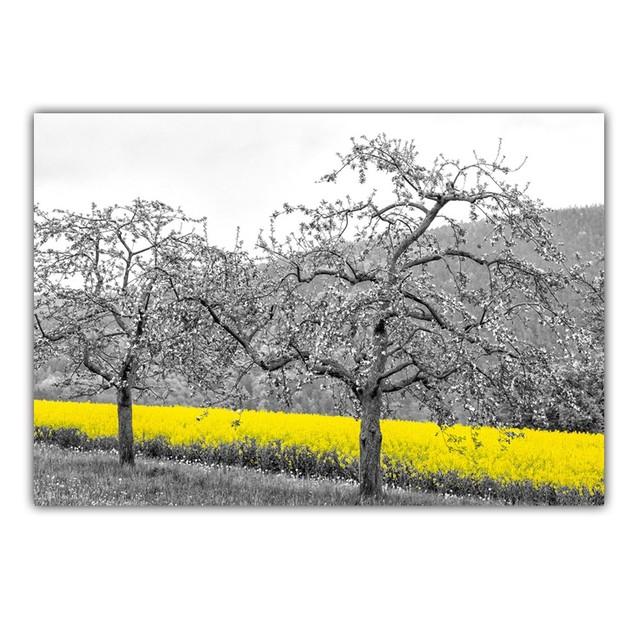 Retro Art Country Style Landscape Canvas Painting Rape Flower Sea Poster Office Wall Painting Living Room Home Decoration Mural No Frame