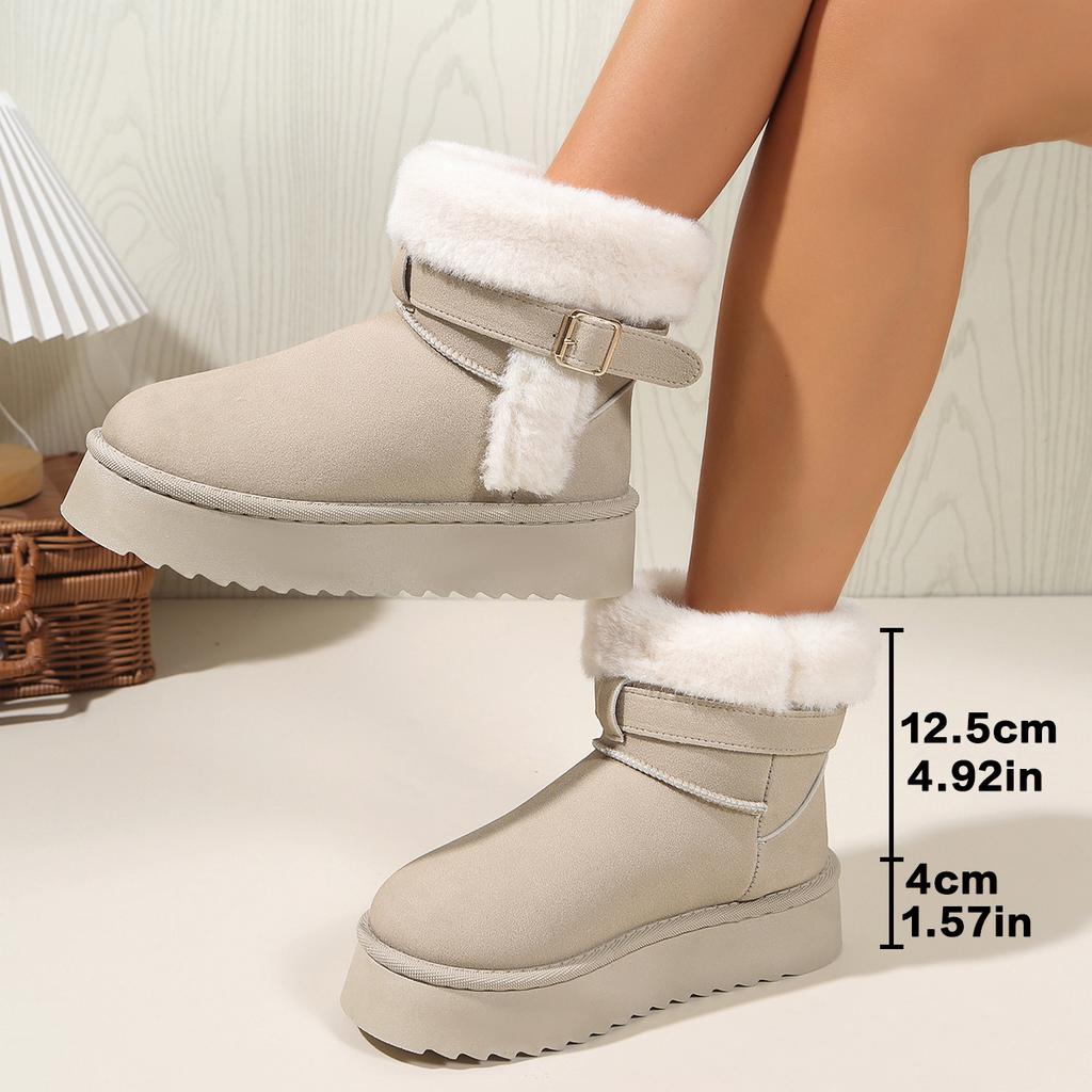 Large size muffin thick-soled snow boots for women's winter new short tube heightening new shoes warm and velvet snow shoes