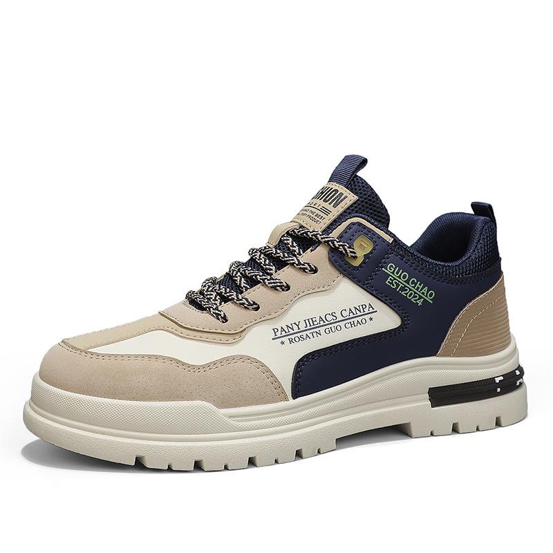 Spring Men's Shoes 2024 New Workwear Casual Wearable Hundred Sports Board Shoes Non-slip Leather Boots