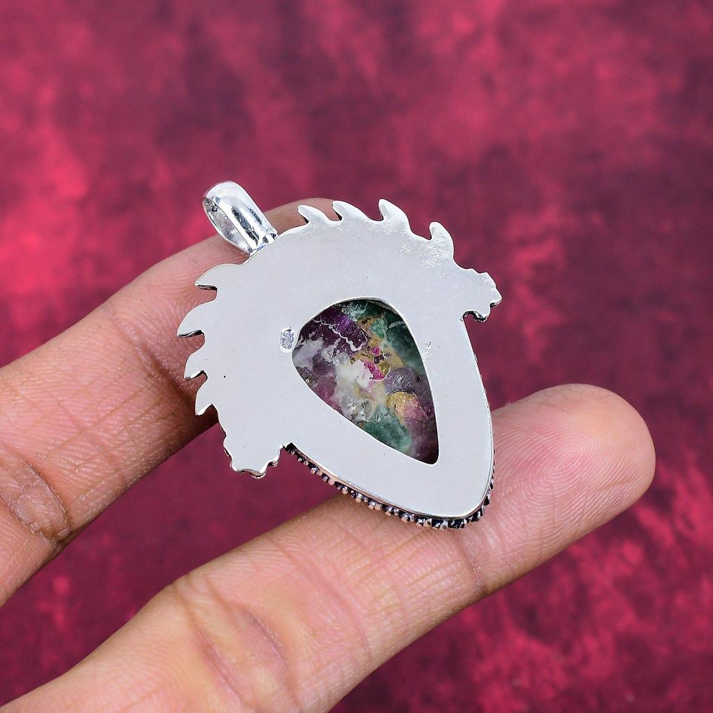 Pink dahlia turquoise Jewelry, 925 Solid Sterling Silver Pendant Handmade Gemstone Jewelry, Gifts For Wife Brand New Pendant