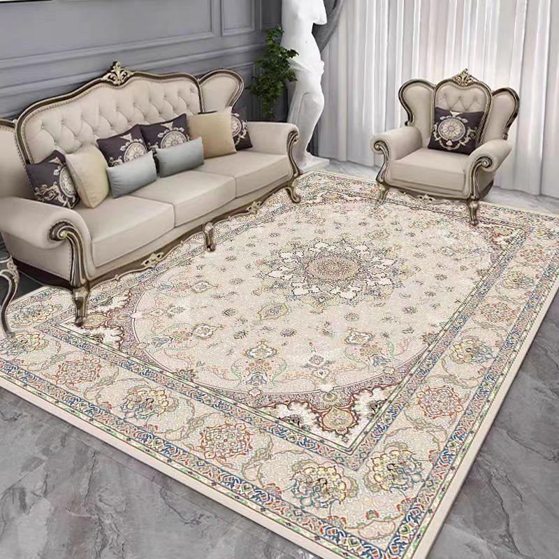 French retro Persian carpet door non-slip mat living room sofa tea table crystal velvet large carpet bedroom bed rug