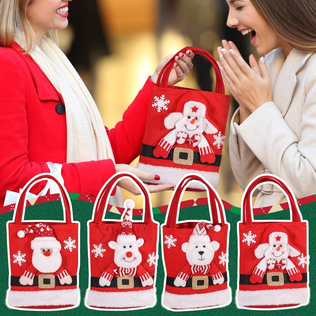 Christmas Decorations Handheld Gift Bag Santa Snowman Bear Elk Handheld Gift Bag