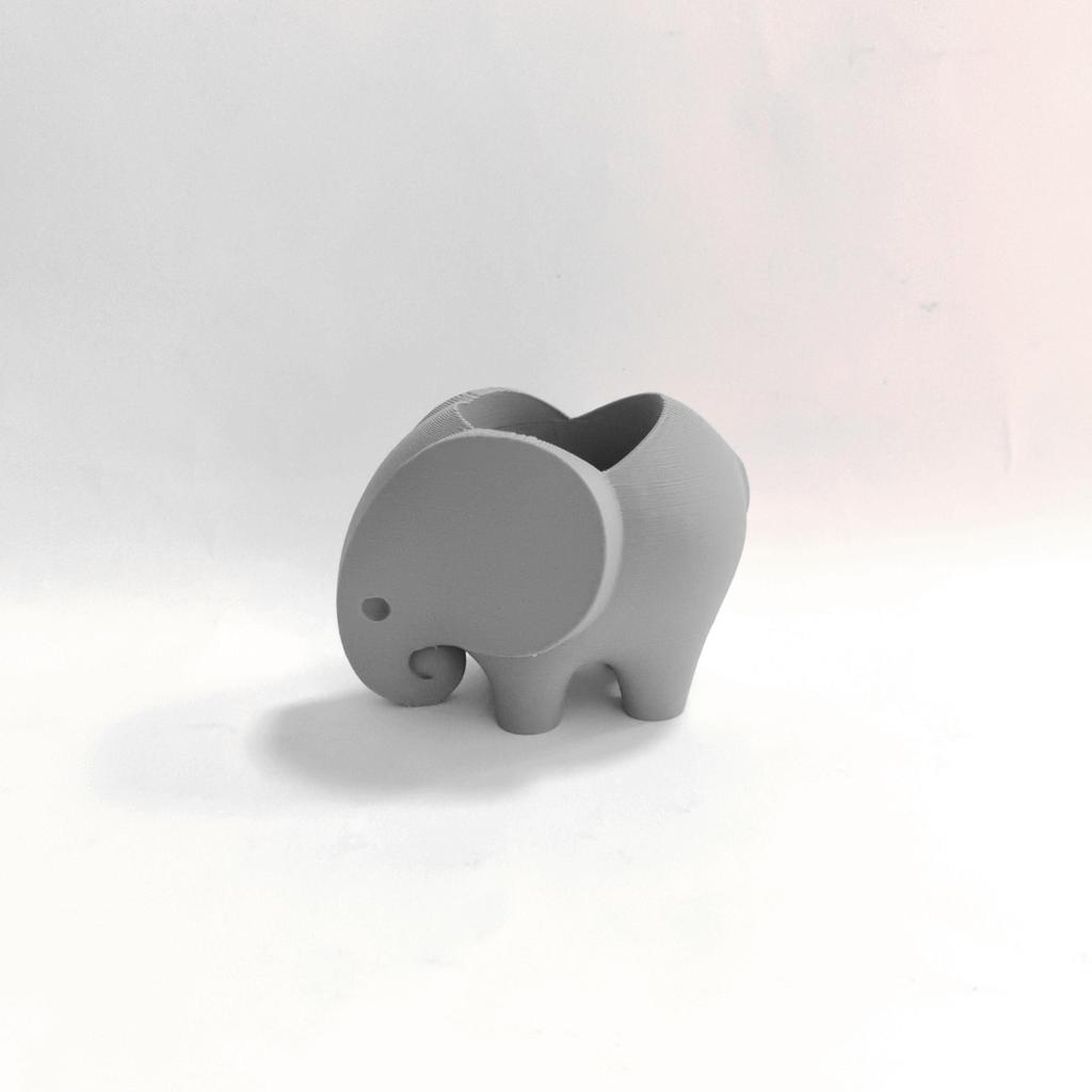 1Pc 3D Printed Mini Elephant Succulent Planter with Drainage Hole, Small Cactus Pot for Desk Shelf & Balcony