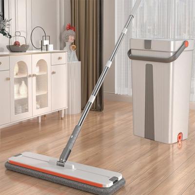 Mopp und Eimer mit Auswringer Set Großer Flacher Bodenmopp und Eimer Nass- und Trockengebrauch mit 360° drehbarem Moppkopf zur Reinigung