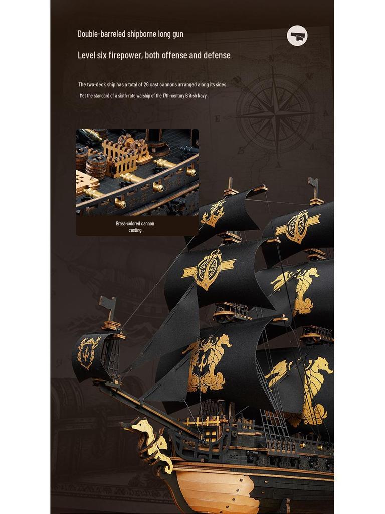 Ruoke Seahorse Sailing 3D Wooden Jigsaw Model - Creative Ornament
