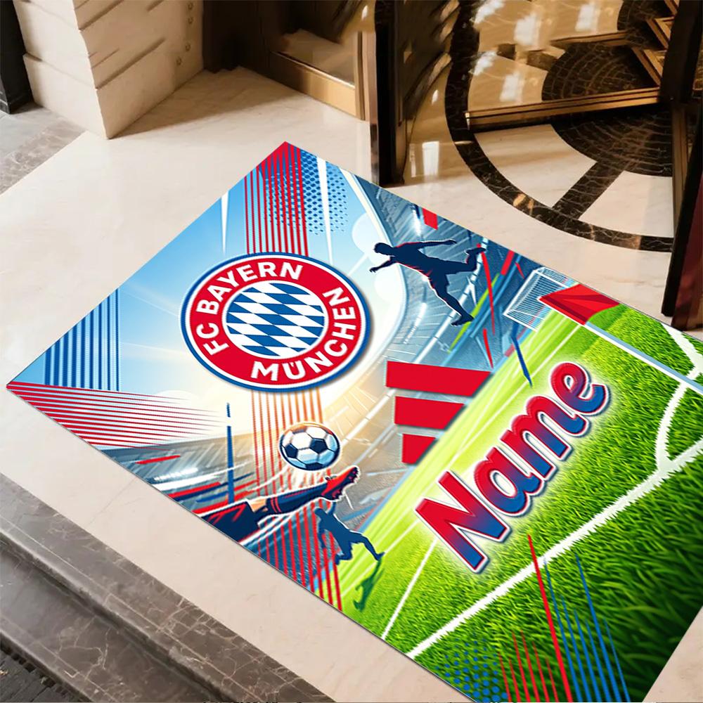Bayern Munich Soccer Poster Carpet Design for Playrooms Study Room Dining Room Entryway Anti-slip Rug Anime Office Decor Best for Christmas