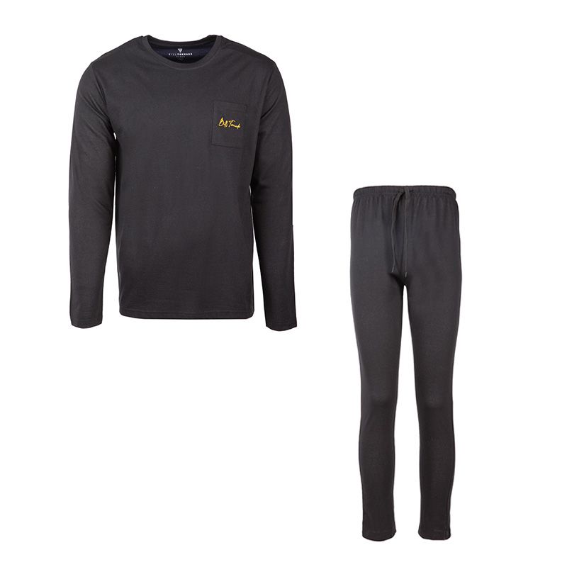Ensemble pyjama uni avec logo manches longues col rond 100% coton Homme BILL TORNADE