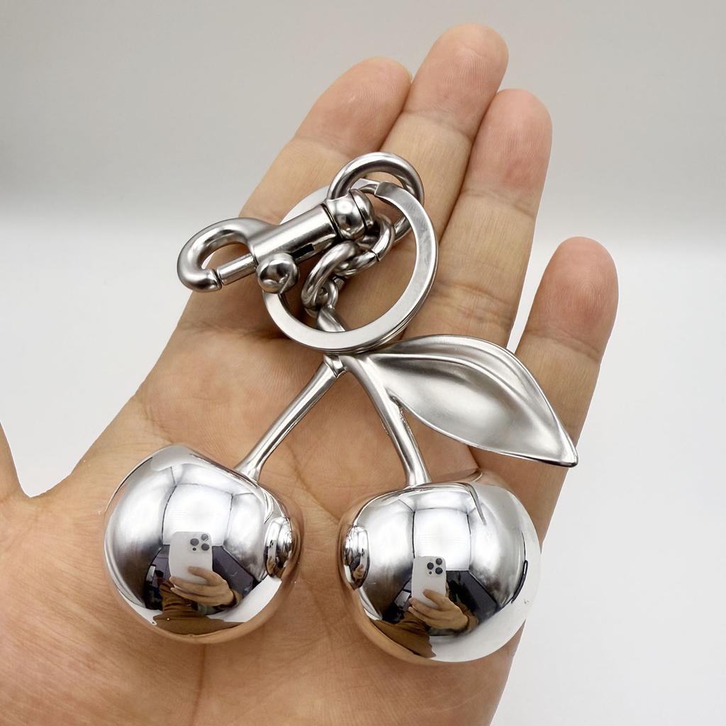 Bag Charm For Brand Handbag Shoulder Bags Mirror Face Silver/Gold Cherry Pendant Women's Wallet Keychain Accessories Gift