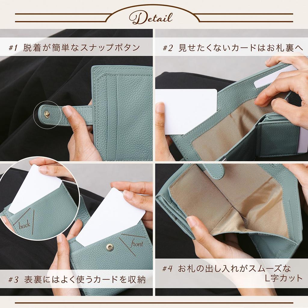 Mini-Geldbörse für echte große Scheine, nicht in einer Schachtel, zweifach faltbar, kleiner Skimming-Block, HW5 [BLUE SINCERE], Damen, Leder, Kapazität, faltbar, Typ, Geldbörse, dünn,