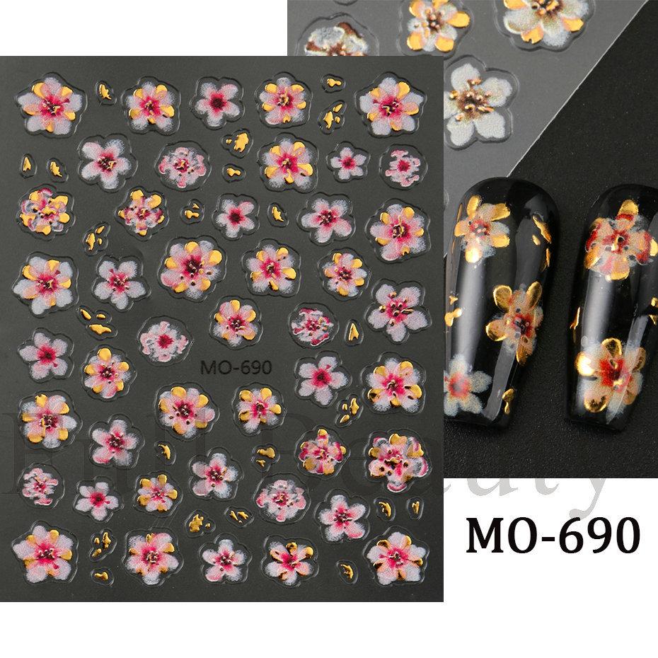 Nail Art Stickers Ins Micro-carving Three-dimensional Gradient Gilt Thanksgiving Maple Leaf Adhesive Nail Stickers