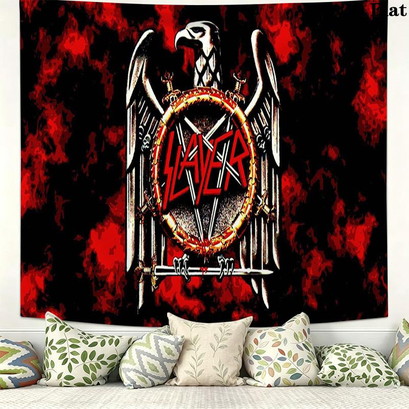 Slayer Band Wall Tapestry Aesthetic Wall Hanging Printed Fabric Blanket Decorative Tapestries for Bedroom Living Room Home Decor