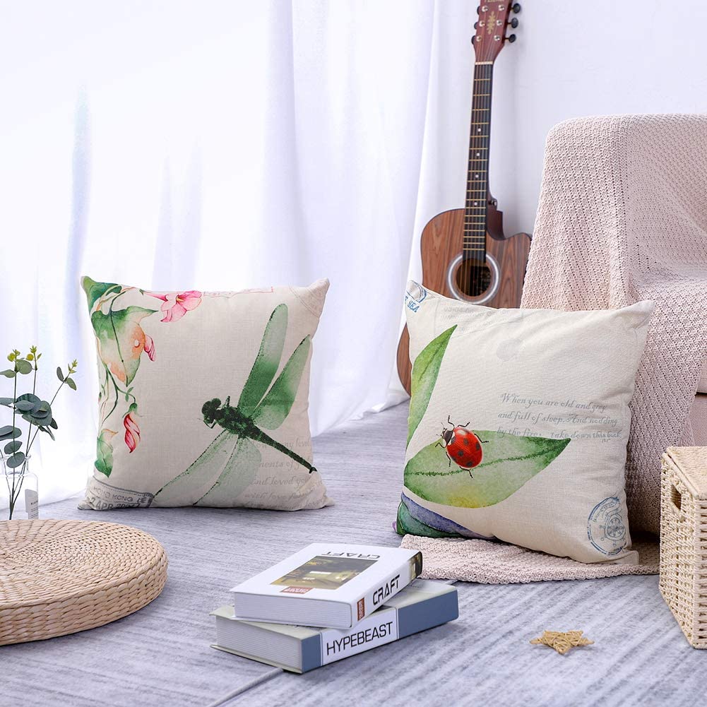 Dragonfly/Butterfly Cushion Cover, Linen Pillowcase Decoration For Living Room Sofa Car Bedroom Home Decor 40X40 50X50 60X60