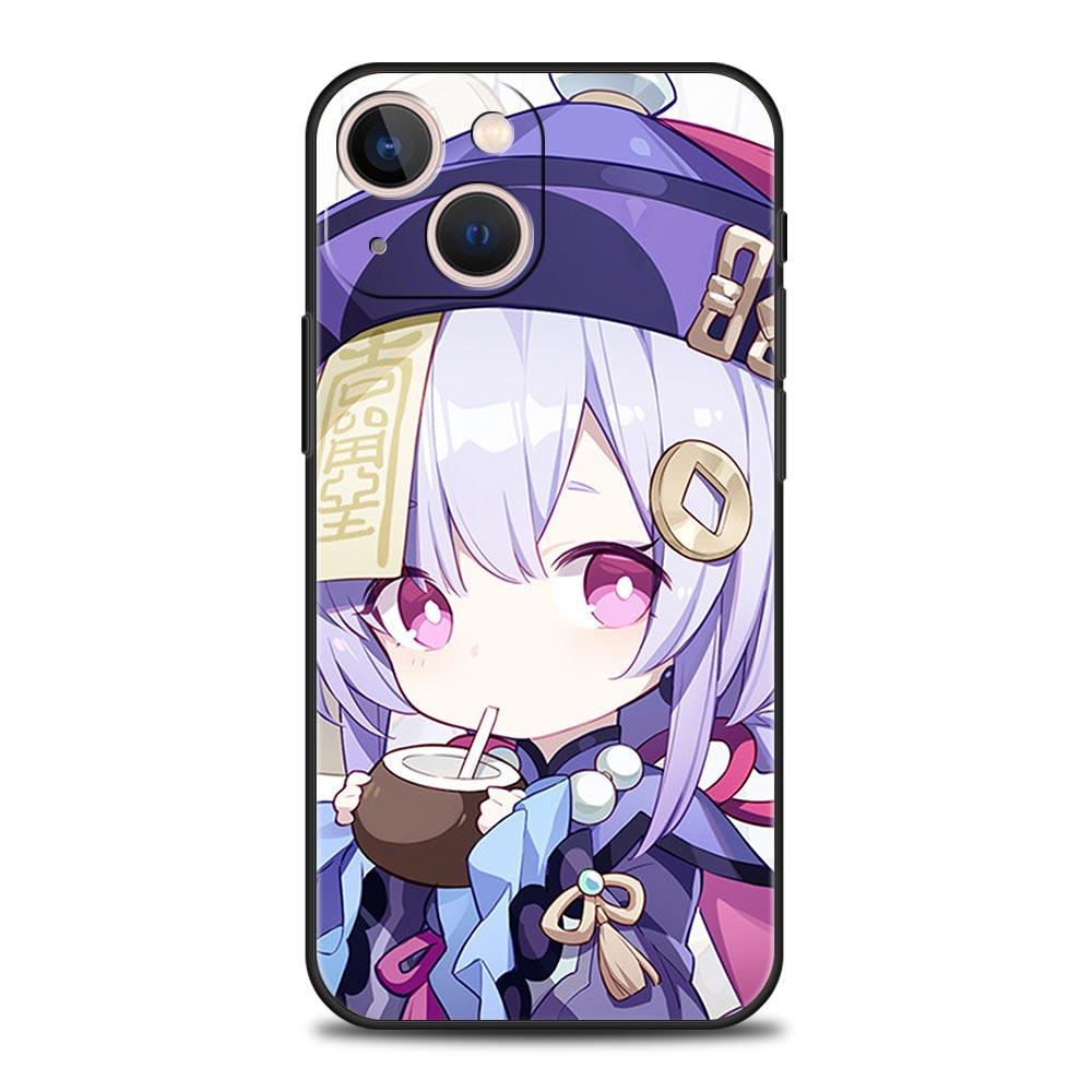 Genshin Impact Game Luxury Phone Case For iPhone 13 15 14 12 11 Pro MAX XR X SE XS 7 8 Plus Silicone Black Protection Cover