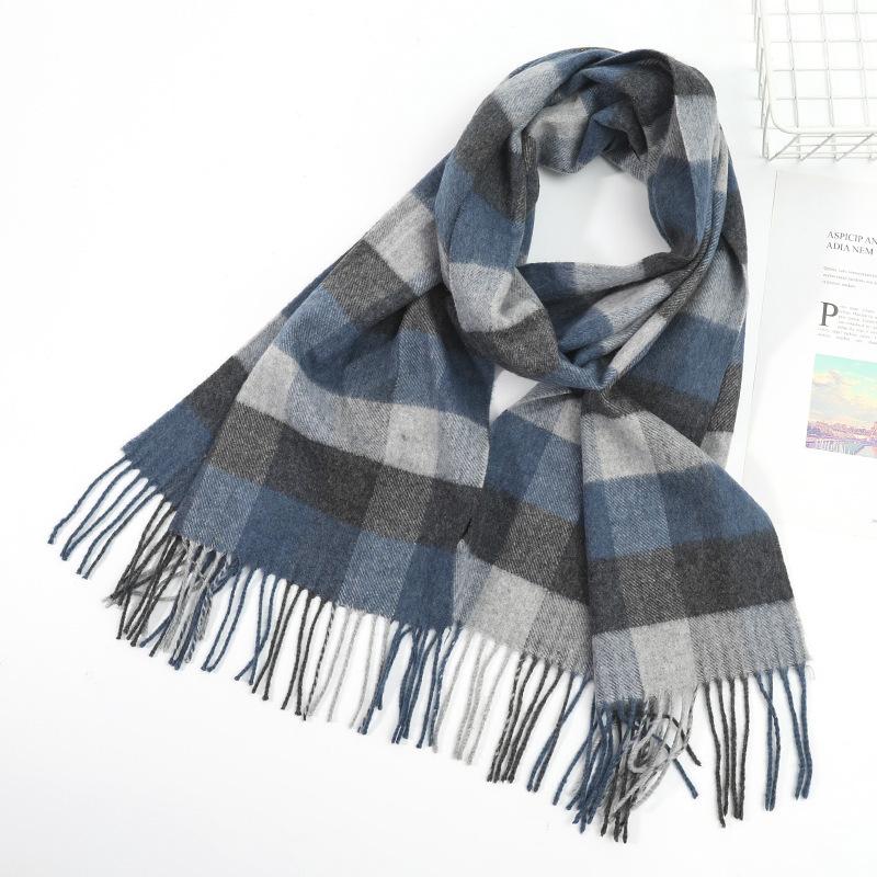 Cashmere Wool Scarf Women's Winter Warm Men's Scarf Autumn and Winter New Tassel Korean Style Plaid Scarf
