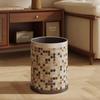 Vintage Mosaic Ceramic Trash Can Large Capacity Waste Bin for Living Room Bedroom Bathroom Stylish Home Decor High-End Gifts