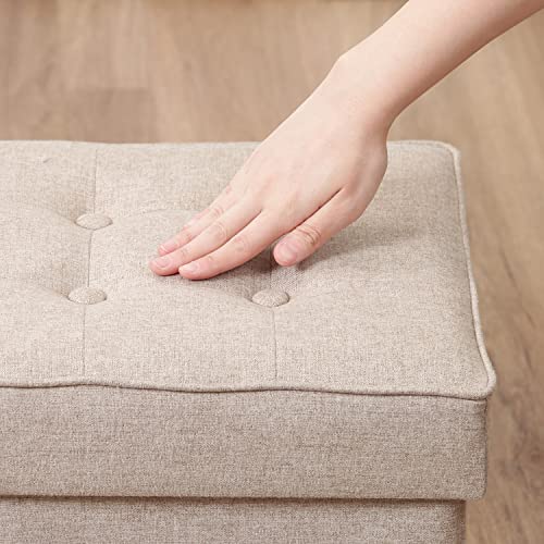 Fuji Boeki Dino Storage Stool, Folding, 38cm Wide x 38cm Deep x 40cm High, Beige, 80kg Weight Capacity, Fabric, 85846