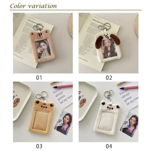 Fluffy Animal Trading Card Holder, Korean Trading Card Storage Case, Instax Case, Photo Case, Convenient Plush Toy, Fluffy Keychain, Portable, Card Ca