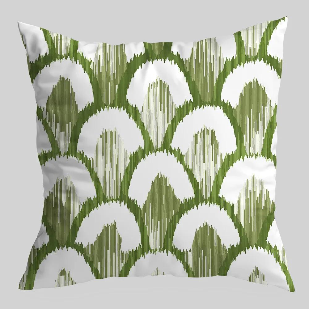 45x45cm Green Fresh Geometric Printed Pattern Pillowcase for Home Living Room Sofa Car Decoration Cushion