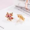 Boucles d'oreilles Feuille d'érable Zircon Rouge Automne - Tendance Nouvel An 2023