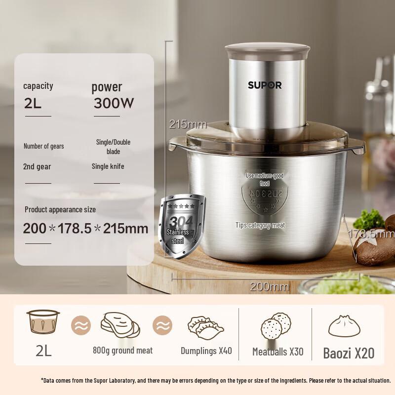 SUPOR 2L All-Steel Electric Food Chopper CN plug (adapter included)