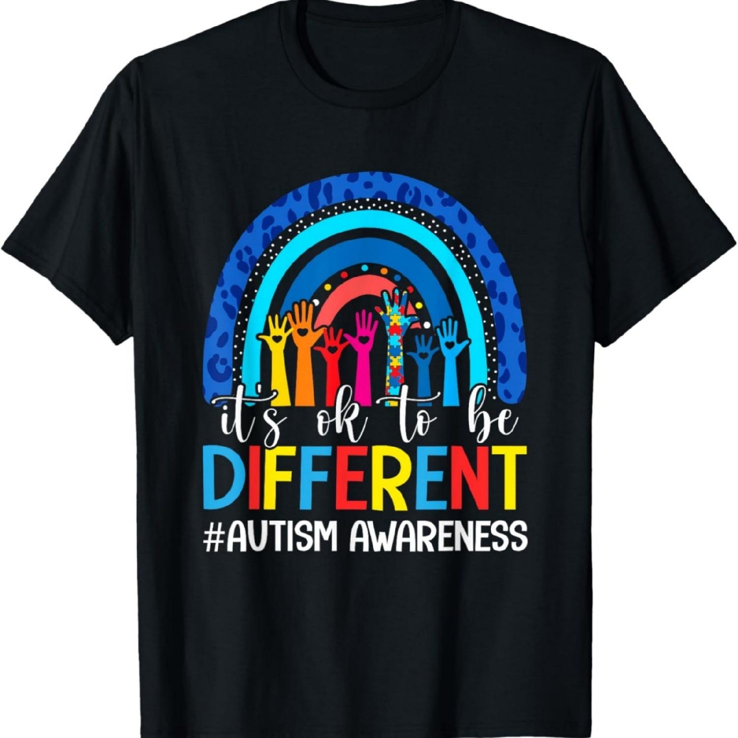 It s Ok To Be Different Autism Awareness Leopard Rainbow T-Shirt XXXXXL разноцветный