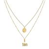 Stainless Steel Religious Cross Pendant Multi-Layer Necklace with Beads