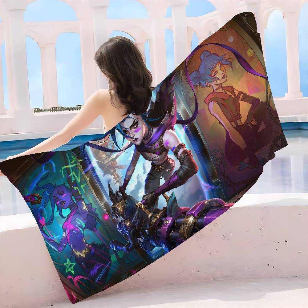 Couverture en Microfibre Dessin Animé Arcane J-Jinx Séchage Rapide Serviettes de Plage Impression Surdimensionnée Super Absorbant Serviette Couverture de Piscine