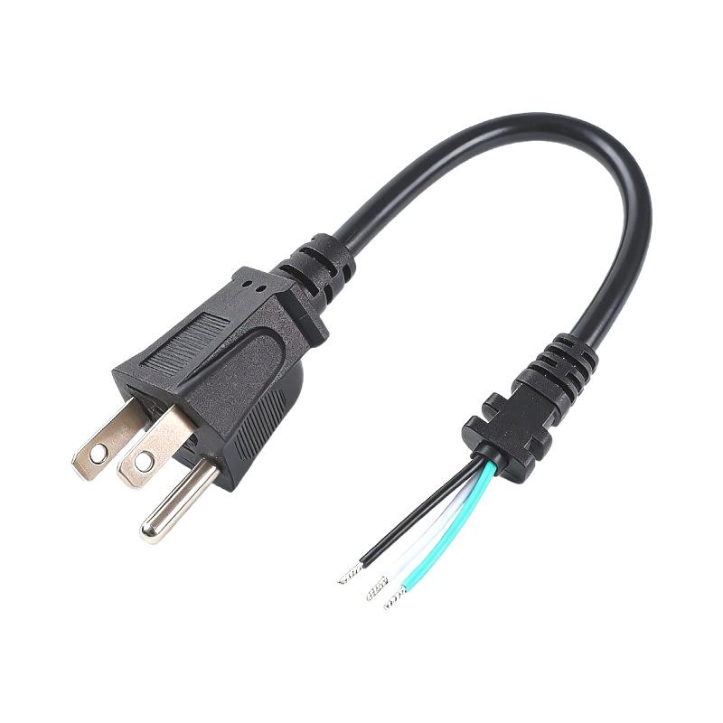 ETL Certified US Standard Three-Pin Power Cord with Stripped and Tinned Three-Core Wire.