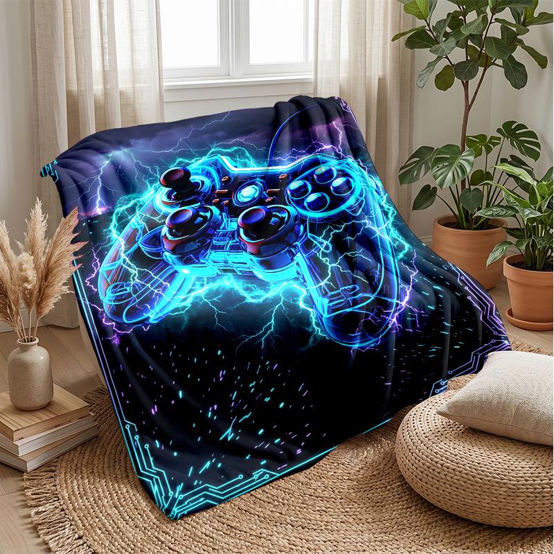 Gaming Controller with Colorful Splatter Theme blanket Lightweight Warm Flannel Blanket Decorative Throw Blanket for Home Decoration