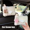 Cute Car Tissue Box Holder Soft Plush Rabbit Hanging Paper Dispenser Universal Auto Seat Back Organizer for Home Car Office