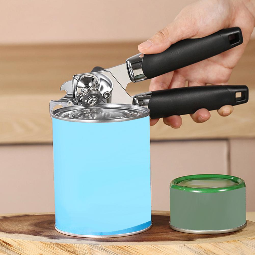 Stainless Steel Manual Can Opener Anti-Slip Handle Multifunctional Grip Opener Side Cut Tins Bottle Opener Kitchen Utensils