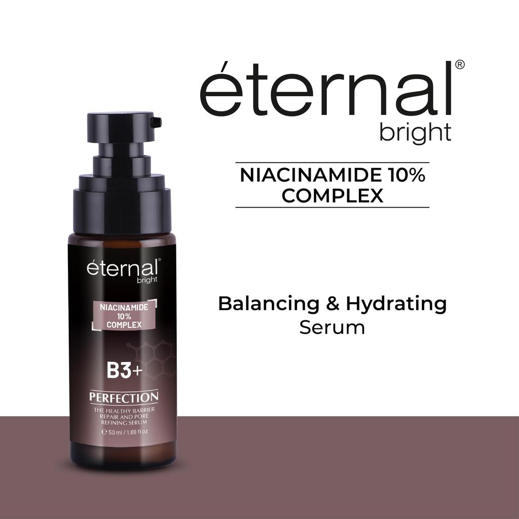 Eternal Bright Niacinamide Serum | 10% Niacinamide + Zink PCA + D-Panthenol | Poriënverfijner, Oliecontrole, Huidbarrière & Acnévlekken | Alle Huidtypes