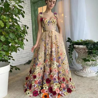 European and American New Independent Station Women's Three-dimensional Flower Fashion Embroidery Flower Hip Sexy Dress