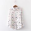 Women Fashion Long Sleeve Heart Print Korean Shirt Casual Loose Blouse