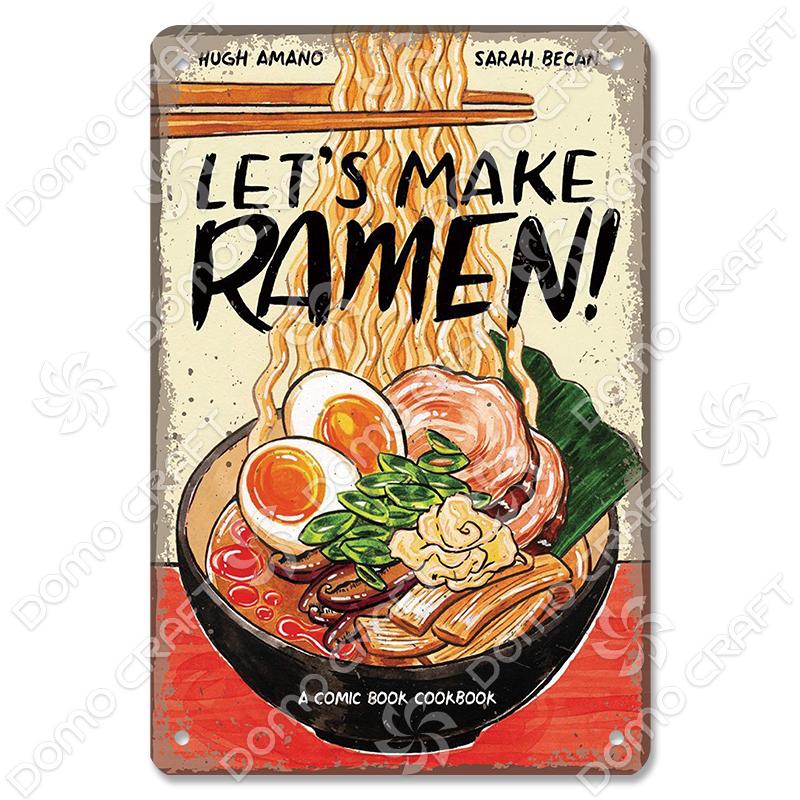 Japon yemekleri posteri Metal plak teneke işareti Vintage Ramen bira Metal plakalar duvar dekoru Bar Pub mutfak ev